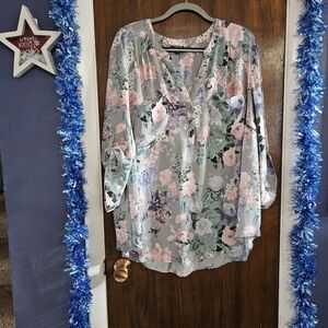 Torrid Floral Blouse - Pink, Blue, Green